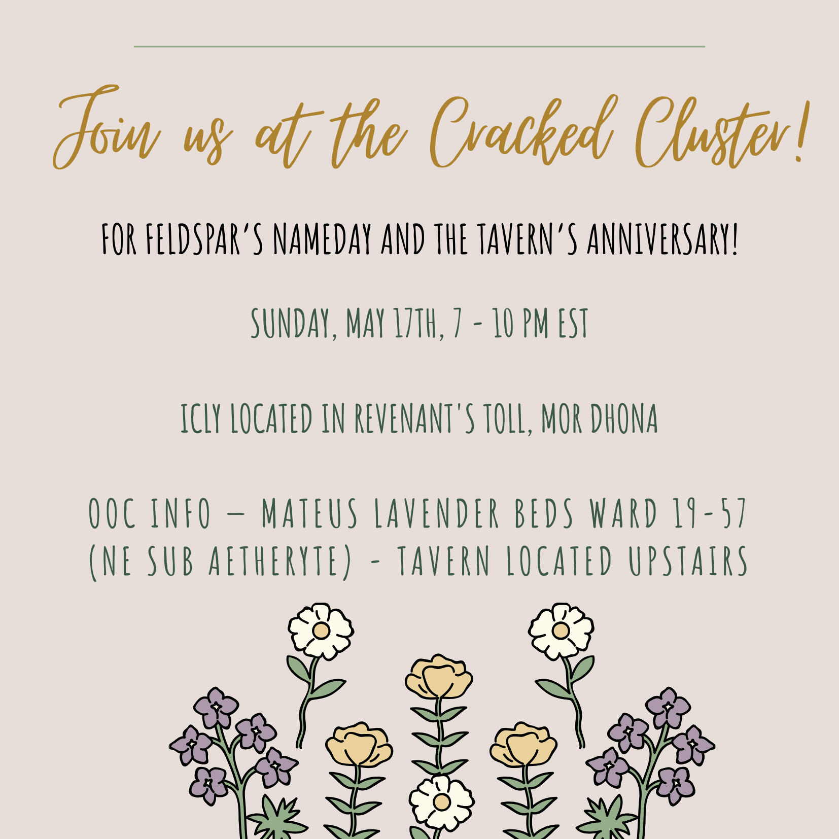 Join us at the Cracked Cluster! May 17th 7-10 PM EST