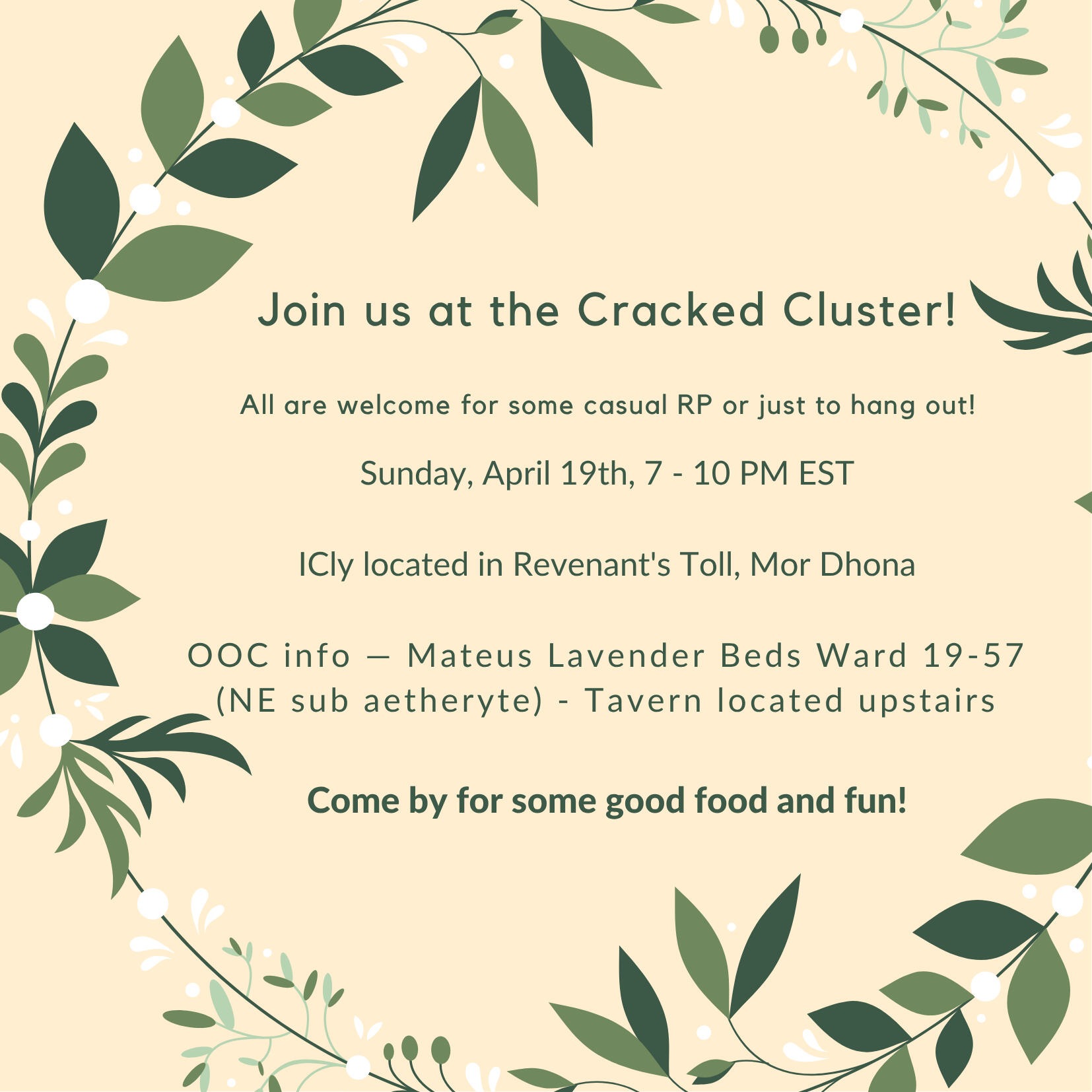 Join us at the Cracked Cluster! Feb 15th 7-10 PM EST